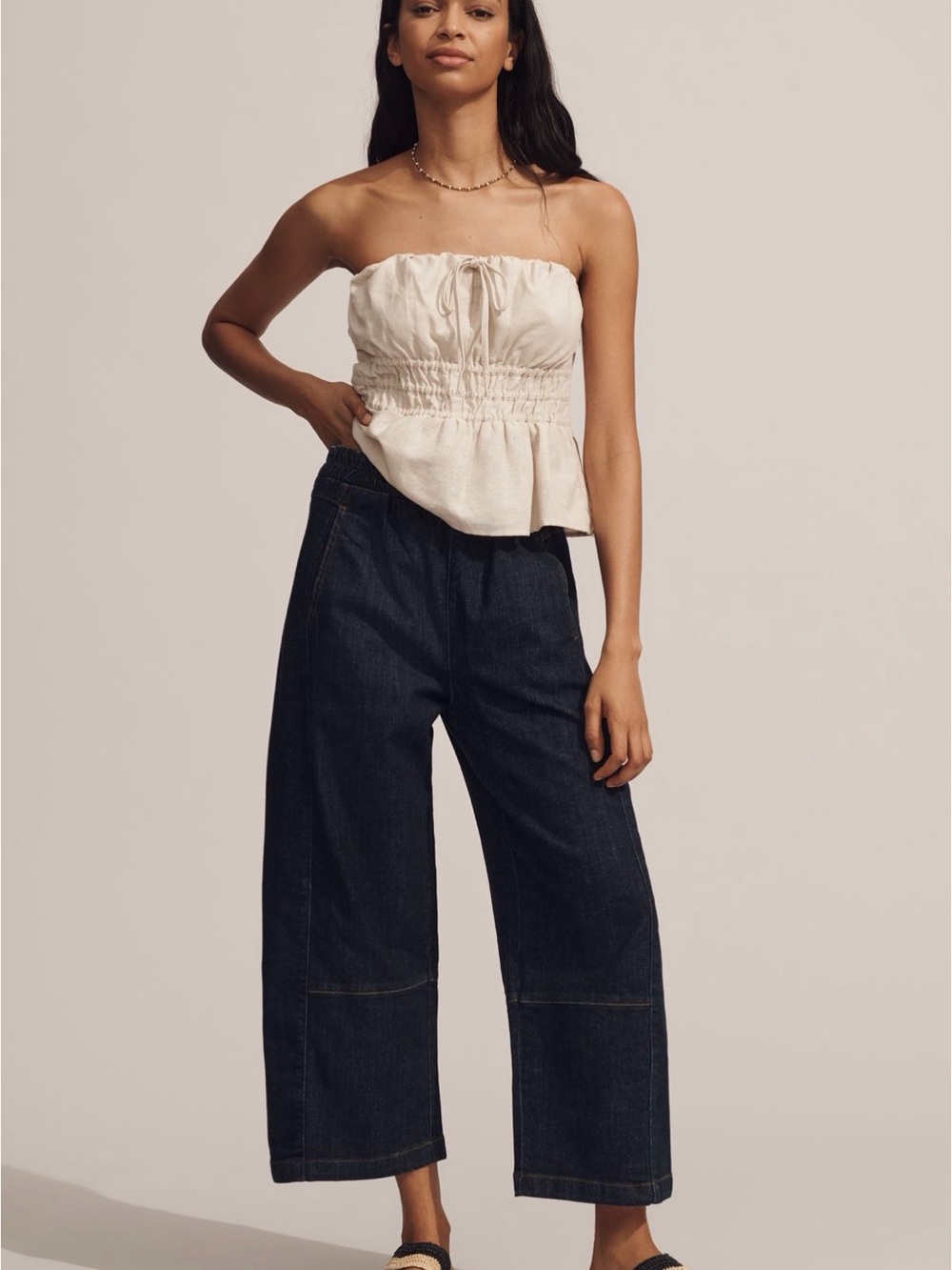 Pilcro Dark Indigo Wide-Leg High-Rise Crop Jeans (selling 2 pairs together!)